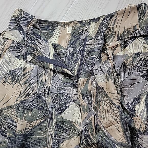 L'agence Shorts Womens 6 Green Belted High Waisted Silk Palms Camo Luxury - Picture 6 of 12